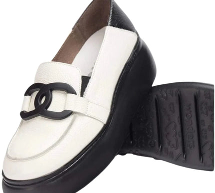 Wonders A-2611 Begin Loafer Off White/Black Womens sizes 36-42