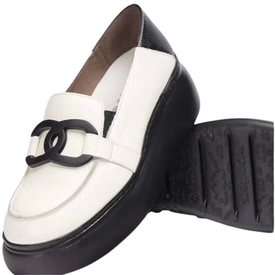 Wonders A-2611 Begin Loafer Off White/Black Womens sizes 36-42