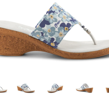 Onex Ember Blue Floral Toe Post Wedge Sandal Women's sizes 5-11/NEW!!!