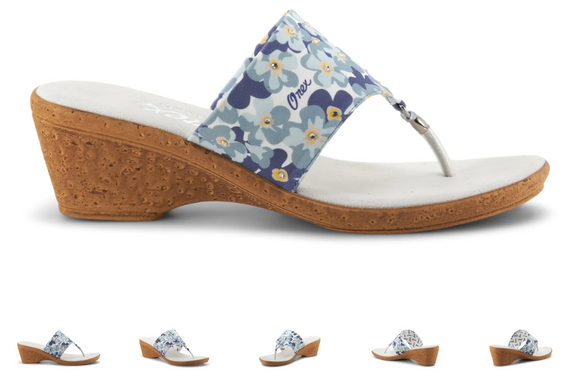 Onex Ember Blue Floral Toe Post Wedge Sandal Women's sizes 5-11/NEW!!!