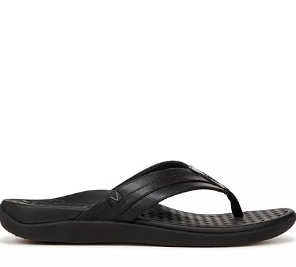 Vionic Tide II Black Smooth Leather Men's Sandal Flip Flop US sizes 7-14 NEW!!!