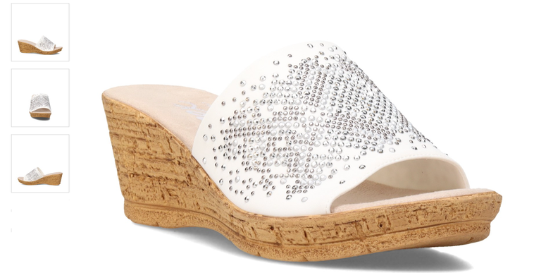 Onex Joline White/Silver Studded Slide Wedge Sandal Women's US sizes 5-11/NEW!!
