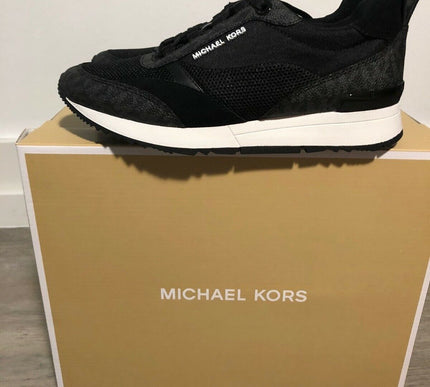 Michael Kors Allie Stride Trainer Logo Black Sneakers Women's sizes 5-10/NEW!!!