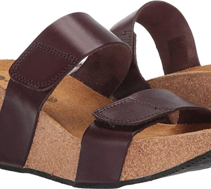 Eric Michael Lily Black 2-Strap Cork Wedge Heel Sandal EU sizes 35-42/5-12/NEW!!