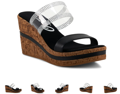 Onex Vanish Black Leather/Lucite Wedge Sandal Women's sizes 5-11/NEW!!!