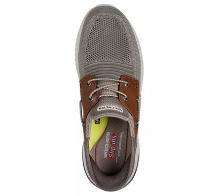 SKECHERS Delson 3.0 Roth Taupe/Brown Slip-ins Sneaker Shoe Men's sizes 7-14/NEW!