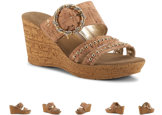 Onex Bashful Cork Slide  w/ Buckle Wedge Sandal Women's sizes 6-11/NEW!!!