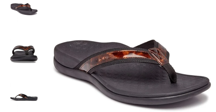 Vionic Tide II Black Tortoise Toe Post Sandal Women's US sizes 5-12 NEW!!!