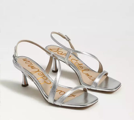 Sam Edelman Prance Silver Leather Strappy Heel Sandal Women's sizes 6-11/ NEW!!