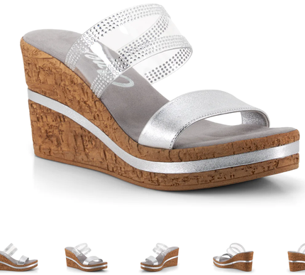 Onex Vanish Silver Leather/Lucite Wedge Sandal Women's sizes 5-11/NEW!!!