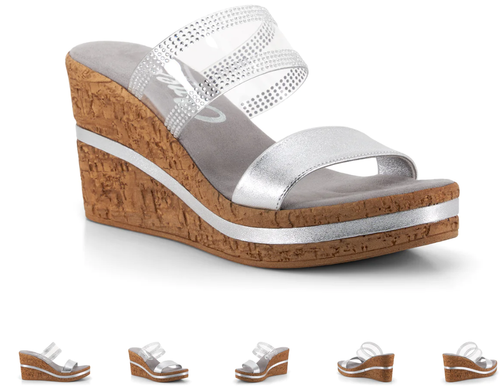 Onex Vanish Silver Leather/Lucite Wedge Sandal Women's sizes 5-11/NEW!!!