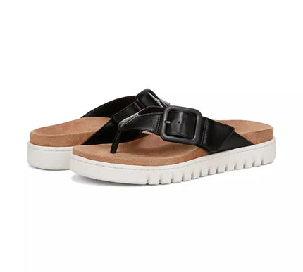 Vionic Uptown Marin Black Leather Toe Post Sandal Women's sizes 5-11/NEW!!!