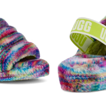 UGG Fluff Yeah Pixelate White Slide Slipper Sandal Women's US sizes 5-12-NEW