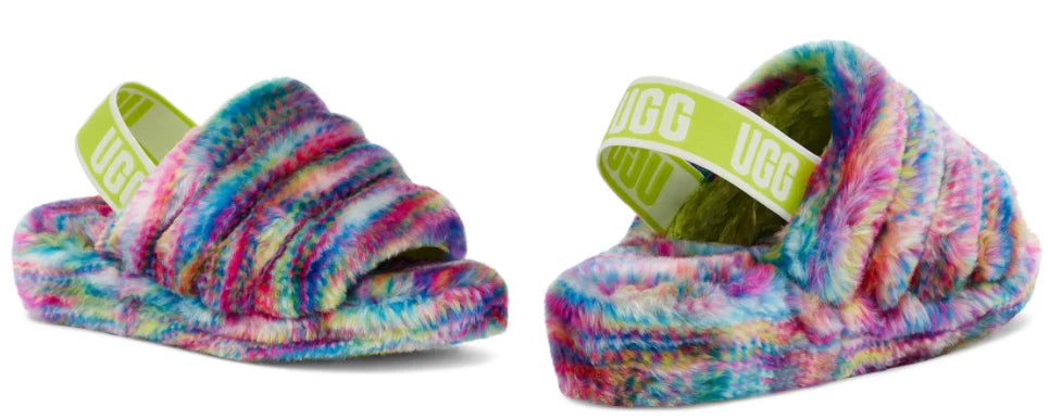 UGG Fluff Yeah Pixelate White Slide Slipper Sandal Women's US sizes 5-12-NEW