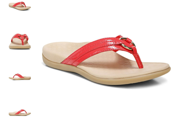 Vionic Tide Aloe Leather Poppy Toe-Post Sandal Flip Flop Women's sizes 5-12 NEW!