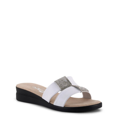 Onex Lino White Leather Slide Wedge Sandal Womens sizes 5-11 NEW