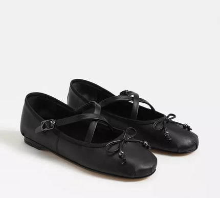 Circus by Sam Edelman Zuri Black Leather Ballet Flat Women sizes 6-10/NEW!!!