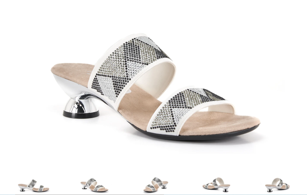 Onex Zenna White Metallic Rhinestone Studded Wedge Sandal Women's sizes 5-11/NEW