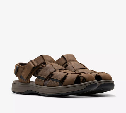 Clarks Saltway Cove Dark Brown Leather 3 Point Sandal Men's US sizes 7-14 NEW!!