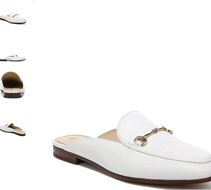 Sam Edelman Linnie Bright White Leather Slip-On Mule Flat Women sizes 6-11/NEW!!