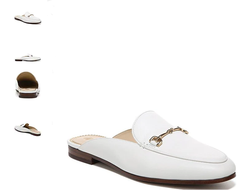 Sam Edelman Linnie Bright White Leather Slip-On Mule Flat Women sizes 6-11/NEW!!