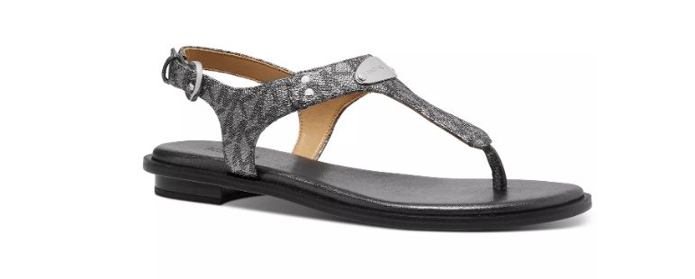 Michael Kors MK Plate Dark Silver Signature Logo Sandal Women's sizes 5-11/NEW!