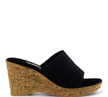 Onex Bianca-C Black Straw Wedge Sandal Women's sizes 5-11/NEW!!!