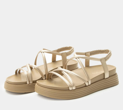 Alegria Audie Champagne Leather Strappy Sandal Women sizes EU 35-42 NEW