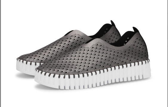 Ilse Jacobsen Tulipu0010 Gunmetal Platform Slip-on Sneaker Womens EU sizes 36-41