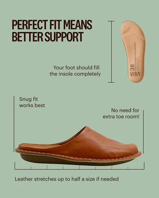 VIBAe Roma Cognac Slip On Loafer Mule EU Unisex sizes W6/36-M15/48