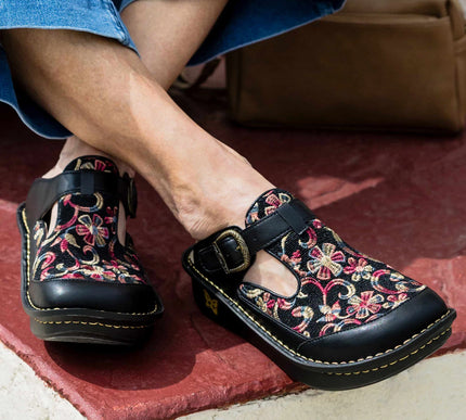 Alegria Classic Handicraft Floral Stitched Shoe Clog Womens sizes 36-40 NEW