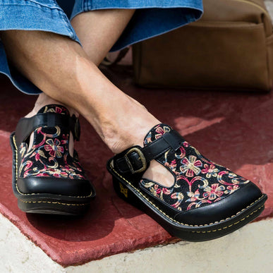 Alegria Classic Handicraft Floral Stitched Shoe Clog Womens sizes 36-40 NEW