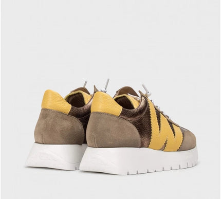 Wonders Odisei-76 Taupe/Yellow Racer Slip-on Sneaker Womens sizes 36-42