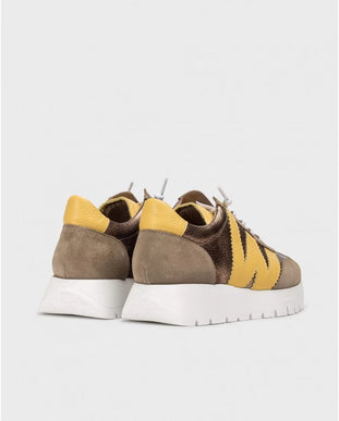 Wonders Odisei-76 Taupe/Yellow Racer Slip-on Sneaker Womens sizes 36-42