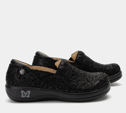 Alegria Keli Black Embossed Paisley Leather Shoe Loafer Womens sizes 35-42 NEW