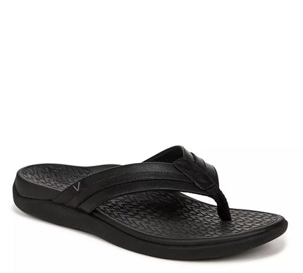 Vionic Tide II Black Smooth Leather Men's Sandal Flip Flop US sizes 7-14 NEW!!!