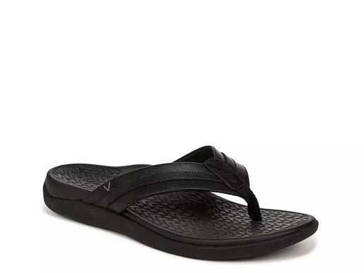 Vionic Tide II Black Smooth Leather Men's Sandal Flip Flop US sizes 7-14 NEW!!!