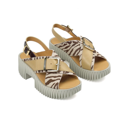 4CCCCEES Plia Juno Zebra Mix Strappy Sandal Womens Sizes 36-41-6-11 NEW