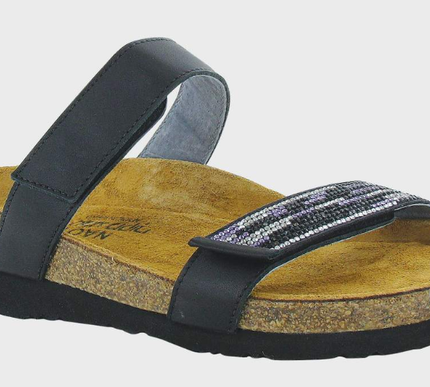 Naot Indiana Jet Black Purple 2 Strap Sandal Women's sizes 36-42/5-11 NEW!!!