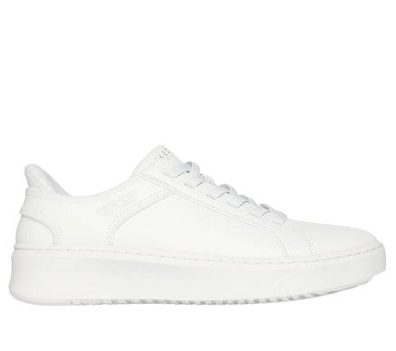 SKECHERS Court Break White Leather Slip-ins Sneaker Men's sizes 7-14/NEW!!
