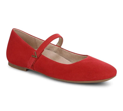 Vionic Alameda Red Suede Mary Jane Flat Slip-on Shoe Women sizes 5-12/NEW!!!