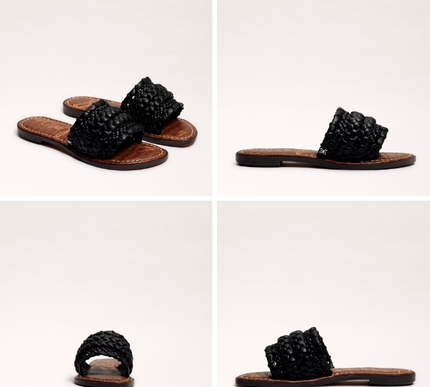 Sam Edelman Giada Black Woven Leather Slide Sandal Women's US sizes 6-10/NIB!!!