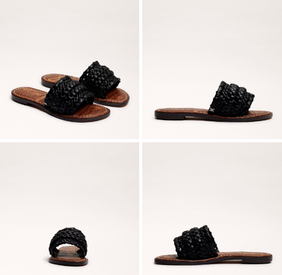 Sam Edelman Giada Black Woven Leather Slide Sandal Women's US sizes 6-10/NIB!!!