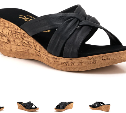Onex Gayle-2 Soft Leather Black Wedge Sandal Women's sizes 5-11/NEW!!