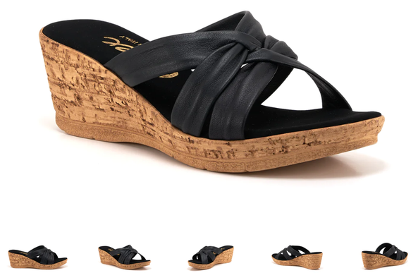 Onex Gayle-2 Soft Leather Black Wedge Sandal Women's sizes 5-11/NEW!!