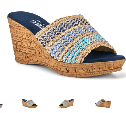 Onex Claire Blue Multi Weave Wedge Sandal Slide Women's US sizes 5-11/NEW!!!