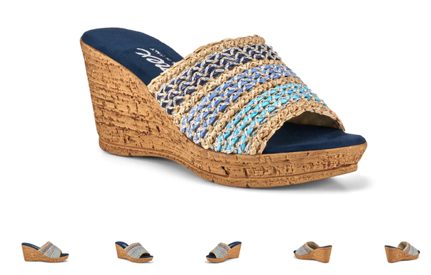 Onex Claire Blue Multi Weave Wedge Sandal Slide Women's US sizes 5-11/NEW!!!