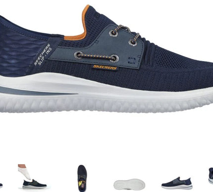 SKECHERS Delson 3.0 Roth Navy Slip-ins Sneaker Shoe Mens sizes 7-14 WIDE