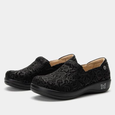 Alegria Keli Black Embossed Paisley Leather Shoe Loafer Womens sizes 35-42 NEW