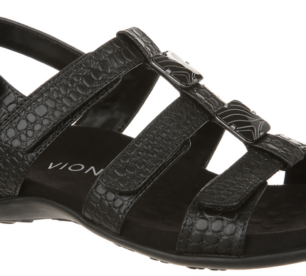 Vionic Amber Leather Black Strappy Comfort Sandal Women's sizes 5-12 NEW!!!!